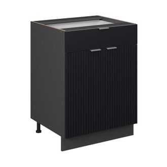 Vicco Mueble Bajo De Cocina Fame-line, Rayas Negras, 60 Cm Con Caj&oacute;n, Sin Encimera Vicco