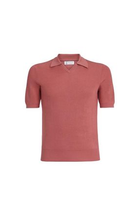 Brunello Cucinelli Cotton English rib knit polo in Orange at Nordstrom, Size 58 It