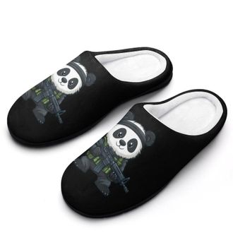 Generic Panda Bear Solider Funny Mens Slippers Cotton Warm House Shoes Memory Foam Sandals Print Size 7-14