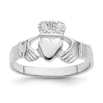 Diamond2Deal 14k White Gold Claddagh Ring