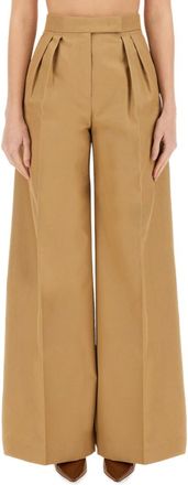 Max Mara Beige Flared Pleated Pants