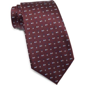 Ermenegildo Zegna Diamond Neat Silk Tie in Dark Red Fan at Nordstrom