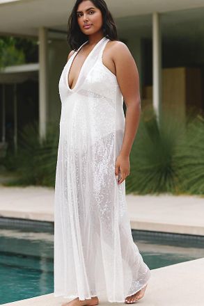 Sunday In Brooklyn Plunged Sequin Maxi Dress