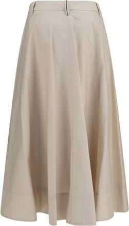 Brunello Cucinelli Womens Beige Cotton Midi Skirt
