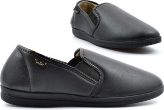 Generic Mens Carpet Slippers Faux Leather Slippers Dr Christof Mens Slipper Size 7 Boys Slip On Slipper Slip in Warm Fleece Lining Sizes 7-12 Black 9 UK