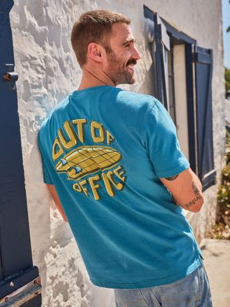 Fat Face FatFace Teal Blue Out Of Office Graphic T-shirt