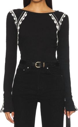 Free People Last Love Long Sleeve Top In Black Combo