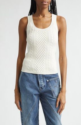 J.W.Anderson Cable Knit Sweater Tank in Ivory at Nordstrom, Size Xx-Small