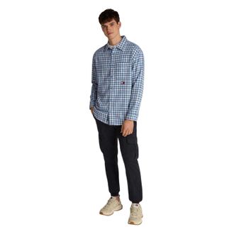 Tommy Jeans Herenoverhemd van flanel met opgestikte zak (Blauw)