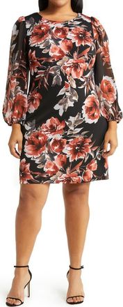 Connected Floral Long Sleeve Dress in Spice at Nordstrom, Size 14W