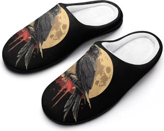 Generic Cow Moon Mens House Slippers Memory Foam Washable Cotton Slip on Home Shoes