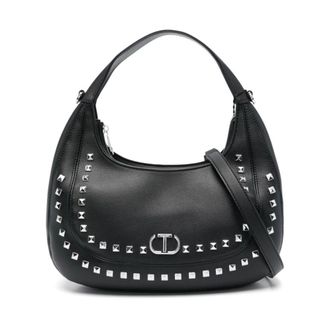 Twinset Handbags, female, Black, Size: ONE SIZE Black Hobo Bag