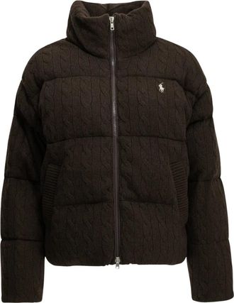 Polo Ralph Lauren Bomberjack van wol en kasjmier - Dames - Jassen - Bruin - Maat: L Wol