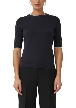 s.Oliver Black Label Rundhalspullover S.OLIVER BLACK LABEL, Damen, Gr. 34, navy, Strick, Obermaterial: 50% Baumwolle, 50% Modal, unifarben, regular fit normal, Rundhals, R