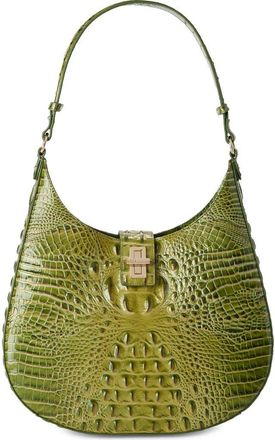 Brahmin Fallon Croc Embossed Leather Shoulder Bag in Olive at Nordstrom