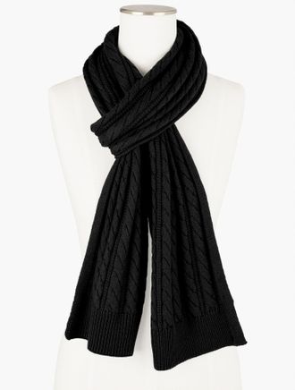 Talbots Soft Cable Knit Scarf - Black - 001 Talbots