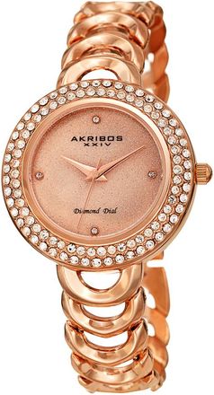 Akribos XXIV Quartz Diamond Crystal Rose Dial Ladies Watch AK1050RG