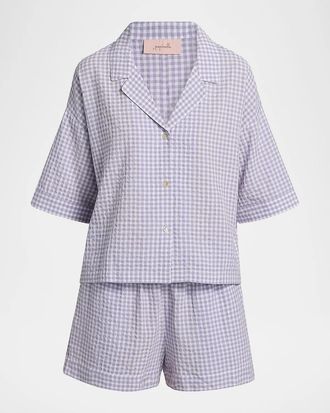 Papinelle Sleepwear Seersucker Gingham Boxer Pajamas