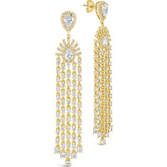 Sterling Forever Selma Cubic Zirconia Statement Drop Earrings in Gold at Nordstrom Rack