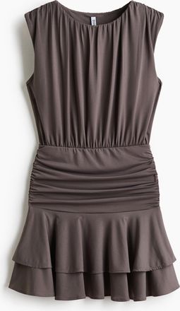 H&M Drapiertes Minikleid - Grau