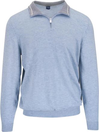 Fedeli Maglione con mezza zip - Blu