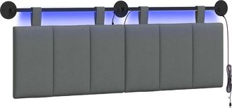 vidaXL Cabecero Colgante Con Luz Led Gris Oscuro Tela Vidaxl