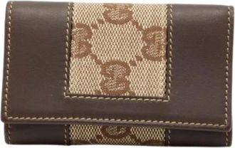 Gucci Pre-owned Wallets, female, Brown, Size: ONE SIZE Pre-owned Canvas Key-holder