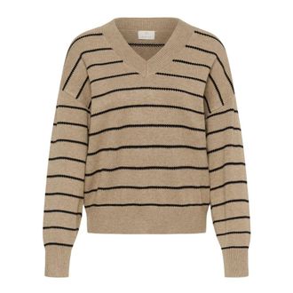 Kaffe V-hals Gebreid - Dames - Truien - Bruin - Maat: M