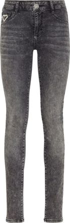 Philipp Plein heart-plaque skinny-cut jeans - women - Cotton/Elastane/Elastomultiester/Polyester - 30 - Grey