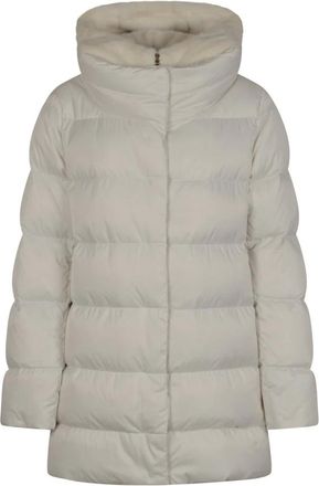 Herno A-Shape in Raso con Pettorina - Dames - Mantels - Wit - Maat: 2XL Satijn
