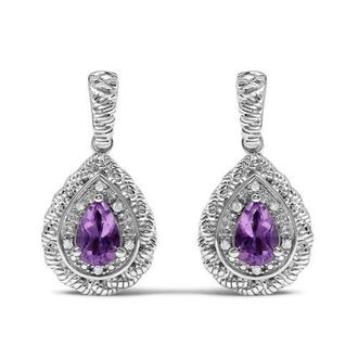 House of Brilliance Sterling Silver Pear Cut Amethyst and Diamond Accent Teardrop Drop Earrings at Nordstrom