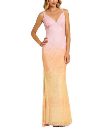 Mac Duggal Sequin Spaghetti Strap Cowl Back Mermaid Gown