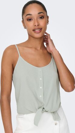 Only Tr&auml;gertop ONLY ONLLECEY SL KNOT SINGLET NOOS WVN, Damen, Gr. L, cloud dancer stripes:w lilypad, Web, Obermaterial: 63% Polyester, 27% Viskose, 10% Nyl
