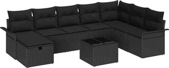 vidaXL Conjunto De Sof&aacute; De Jard&iacute;n 9 Pcs Negro 297.5 X 187.5 X 85 Cm Vidaxl