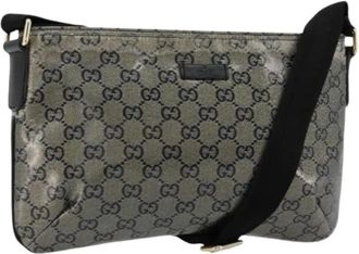 Gucci Pre-owned Cross Body Bags, female, Blue, Size: ONE SIZE Pre-owned Vintage GG Canvas Shoulder Bag