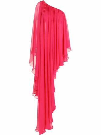 Dolce & Gabbana one-shoulder drape-detail dress - women - Silk - 40 - Pink
