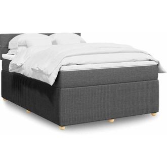 vidaXL Cama Box Spring Con Colch&oacute;n Tela Gris Oscuro 140x200 Cm Vidaxl