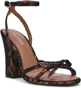 Steve Madden Hara Ankle Strap Sandal in Black Lace at Nordstrom, Size 9.5