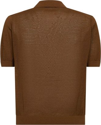 Tagliatore Mens Polo Shirt Cognac Cotton Pointelle Brown T-shirts And Polos