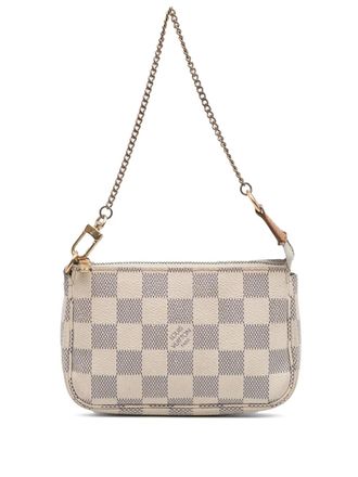 Louis Vuitton Borsa a mano Mini Pochette Accessoires in tela Damier Azur 2007 - Bianco