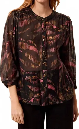 Tribal Dolman Sleeve Blouse In Black