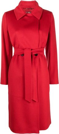 Max Mara BCollag double-breasted belted coat - women - Virgin Wool/Viscose - 48 - Red