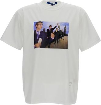 Junya Watanabe T-shirt met korte mouwen en print - Heren - T-shirts - Wit - M - Katoen - Tops