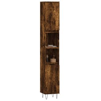 Berkfield Home Durable Bathroom Cabinet Smoked Oak 30x30x190 cm Engineered Wood in Brown | Size: 30 x 30 x 190 cm