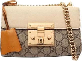 Gucci Pre-owned Padlock GG Supreme Coated Canvas Schoudertas - Dames - Vintage Schoudertas - Beige - ONE Size - Leer - Vintage