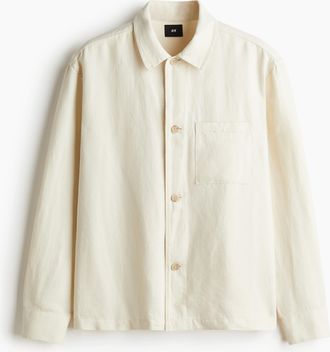 H&M Overshirt aus Leinenmix in Regular Fit - White
