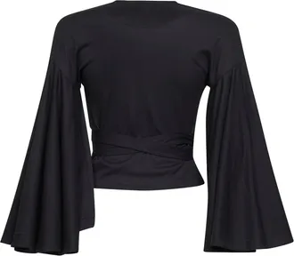Jacquemus Womens Wrap Top Ventadau Black Jersey Textile Paper Tops