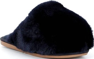 Free People Womens Snowball Faux Fur Slippers In Navy