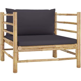 vidaXL vidaXL Divano da Giardino con Cuscini Grigio Scuro in Bamb&ugrave;