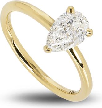Bespoke 18kt Yellow Gold Pear Cut Diamond Engagement Ring - Size 53